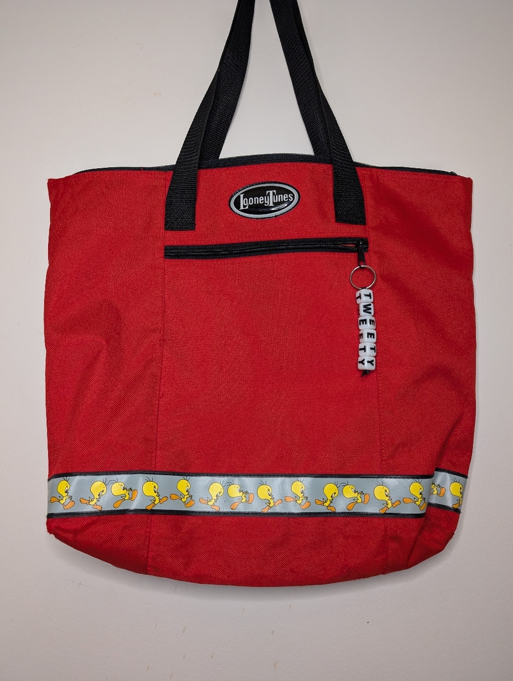 90s Red Tweety Duffel Tote with Charm
